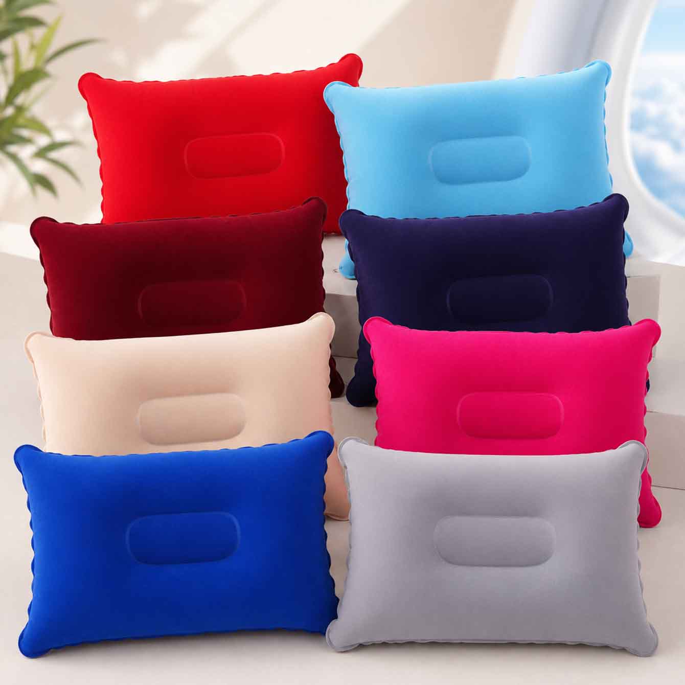 Travel Pillow Inflatable - 2-pack ultralichte opblaasbare kussens, klein vierkant,