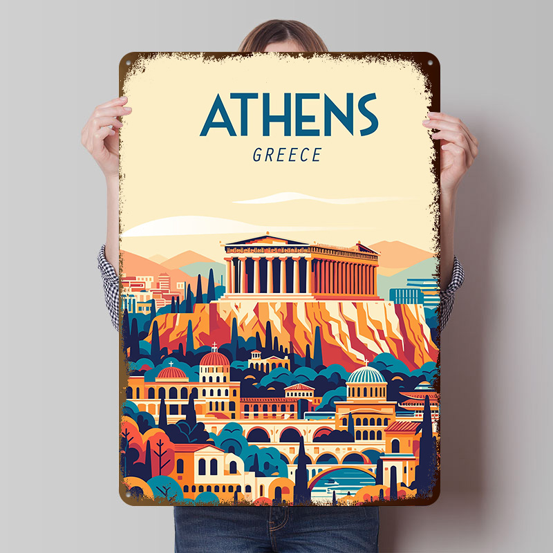 Travel Accessories Greece - Griekenland Reisposter Aangepaste Vintage Metalen Borden