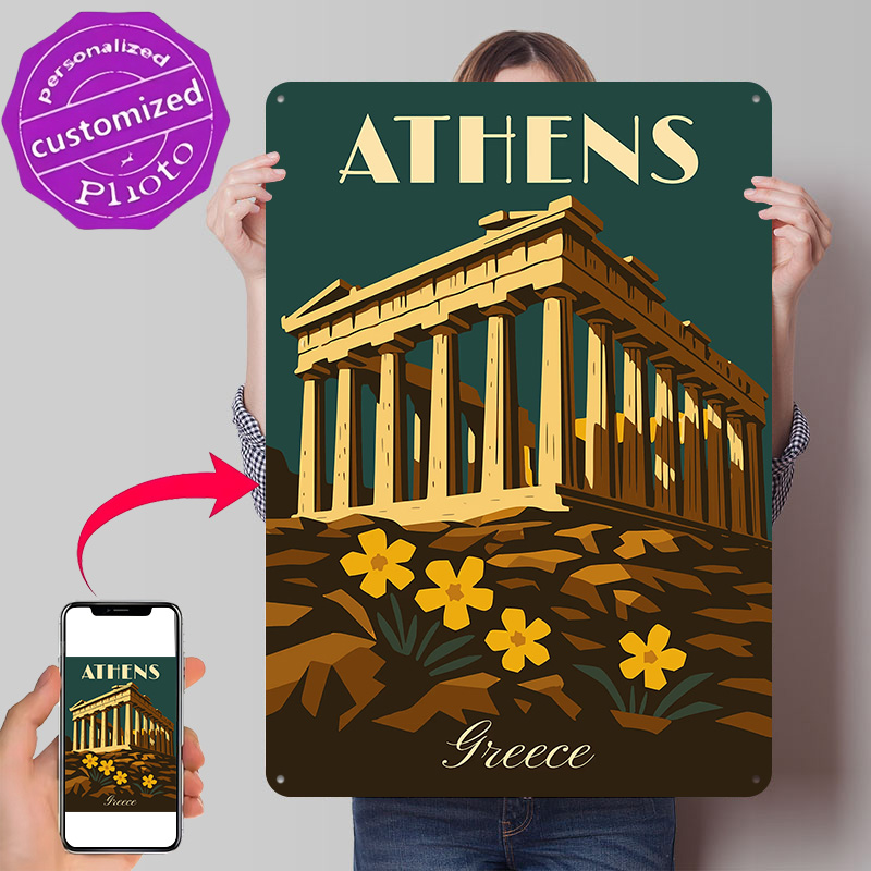 Travel Accessories Greece - Athene Griekenland Retro Travel Metal Poster