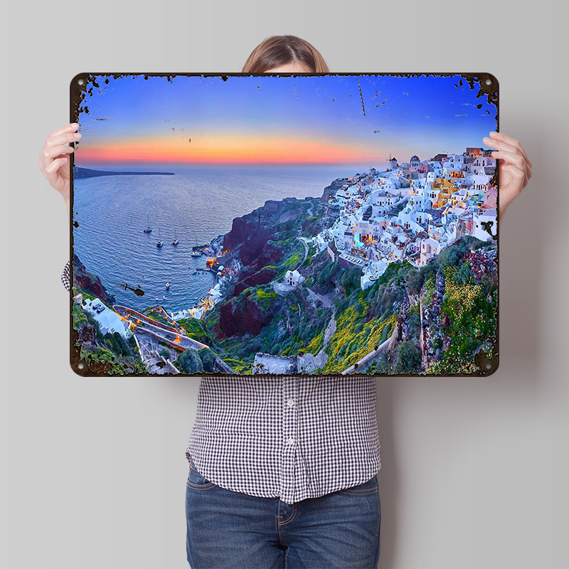 Travel Accessories Greece - Sonatorini Travel Griekenland Gedrukte Poster Aangepaste