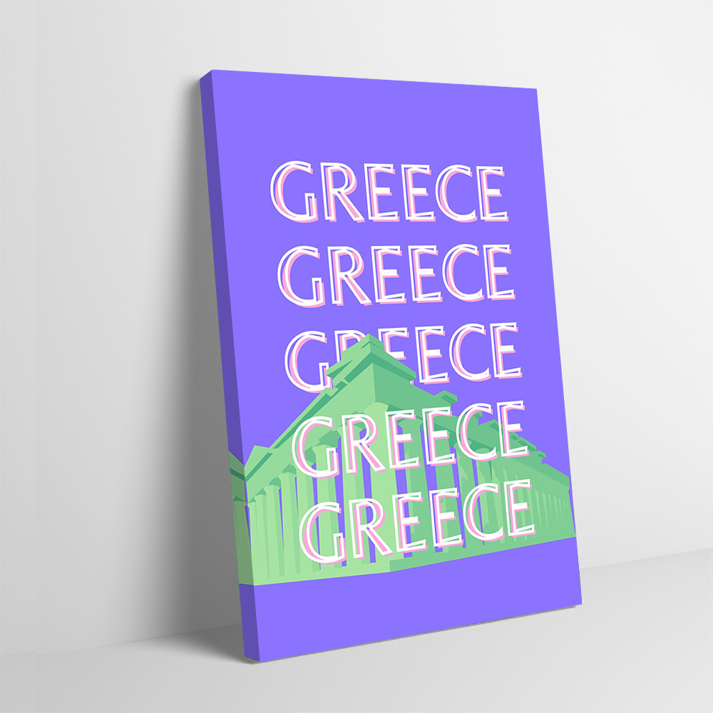 Travel Accessories Greece - Griekenland Reisposter Aanpasbaar Gedrukt Canvas Schilderij