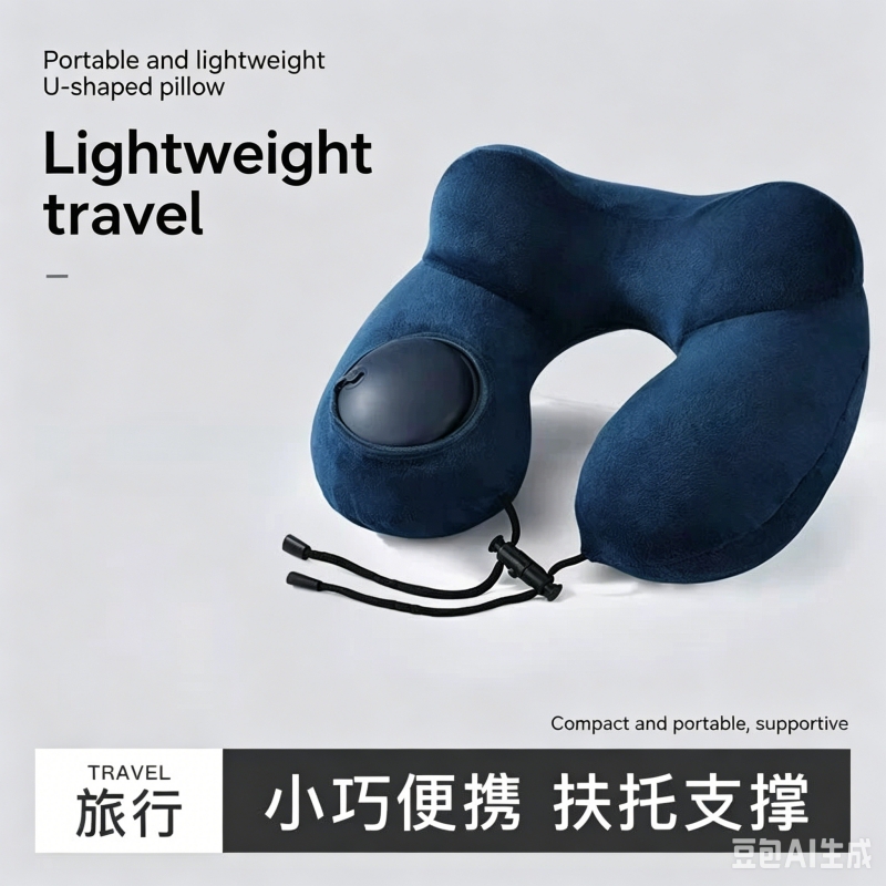 Travel Pillow Inflatable - Draagbaar, afneembaar, wasbaar, opvouwbaar nekkussen van