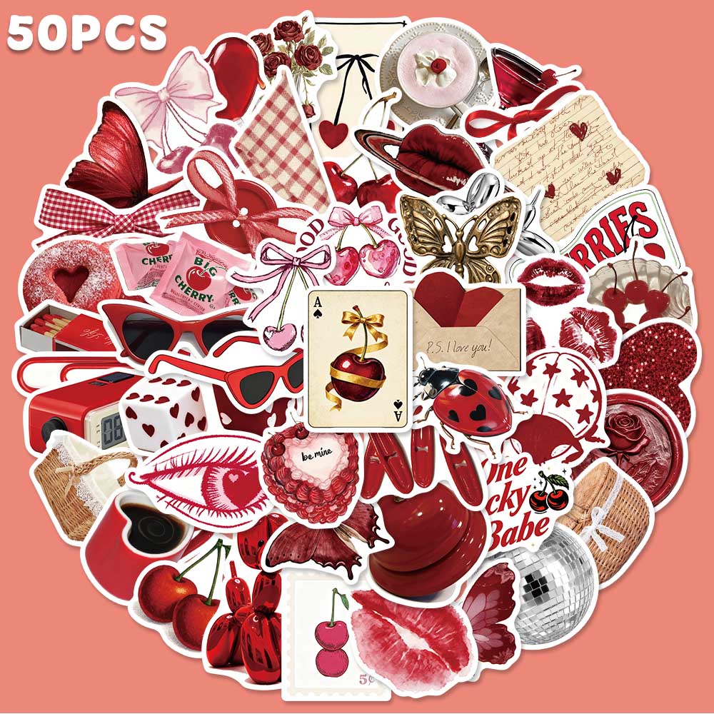50 stks Kersenkleurige Graffit - Sticker Luggage Decorative recensie en prijs