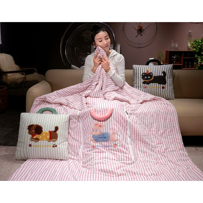 Cartoon gestreepte kussen-deke - Travel Pillow Inflatable recensie en prijs